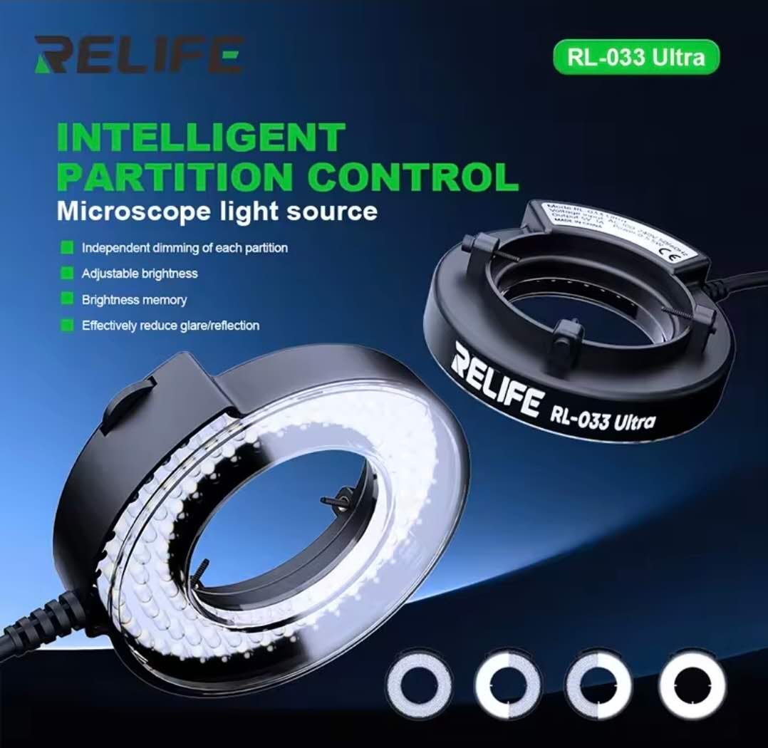 RELIFE RL-033 Ultra Intelligent Partition Control Microscope Light – 105 LED Adjustable Segmented Ring Lamp for Advanced PCB Inspection & Micro-Soldering