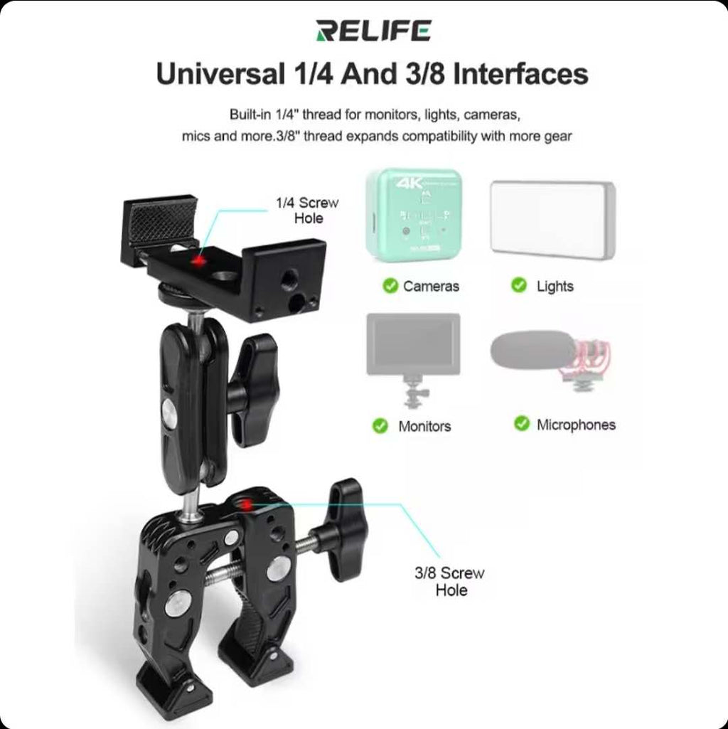 RELIFE RL-T02 Multi-Directional Universal Clamp – Professional 360° Rotating PCB Holder & amp; Screen Repair Fixture