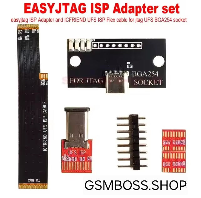 EASYJTAG ISP Adapter set  easyjtag ISP Adapter and ICFRIEND UFS ISP Flex cable for jtag UFS BGA254 socket